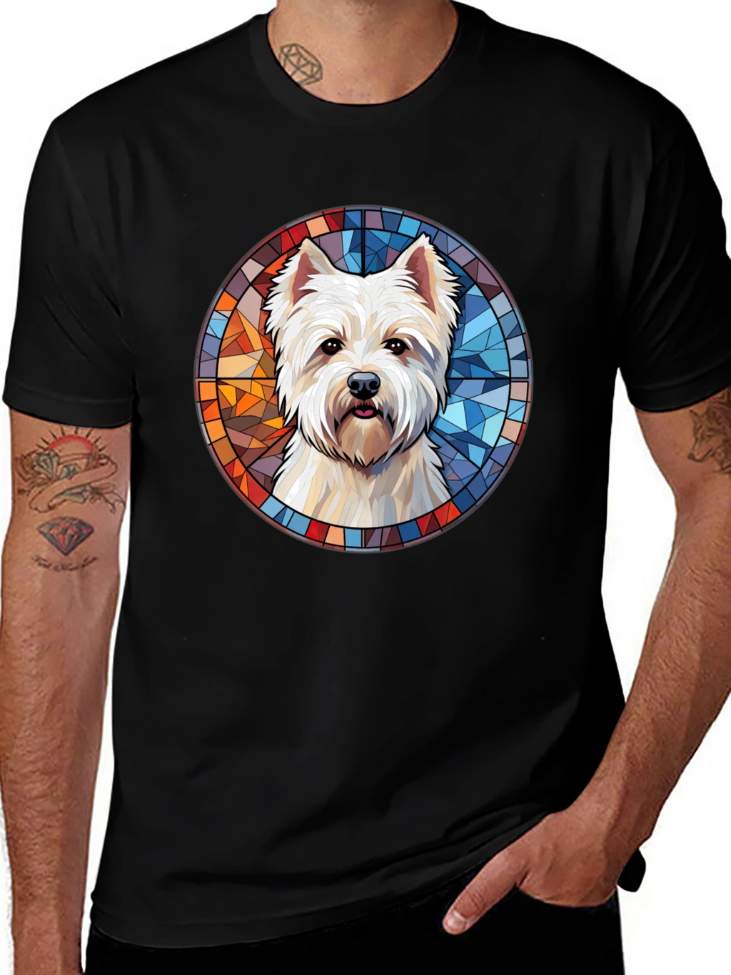 Westie Dog Stained Glass T-Shirt