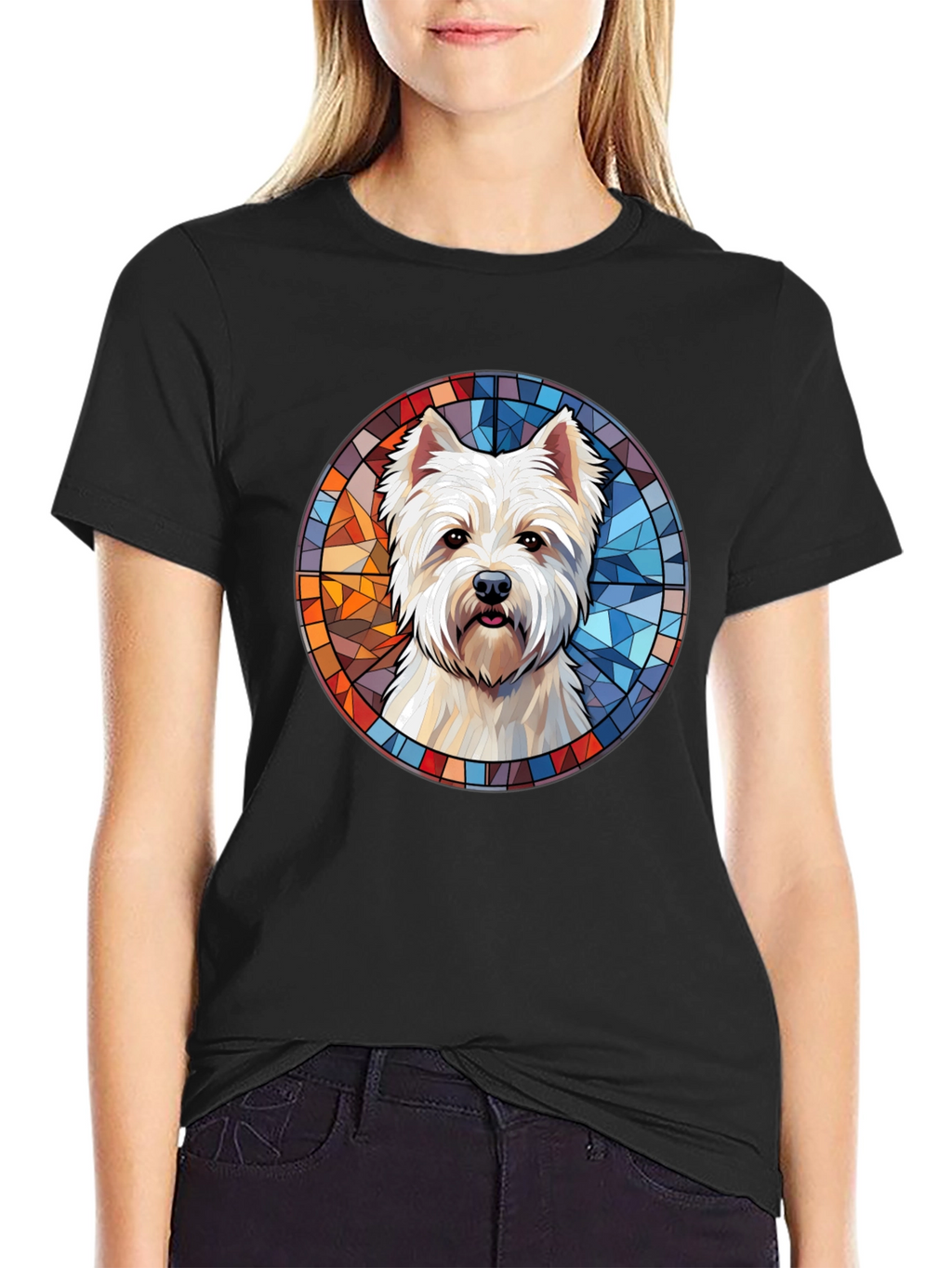 Westie Dog Stained Glass T-Shirt