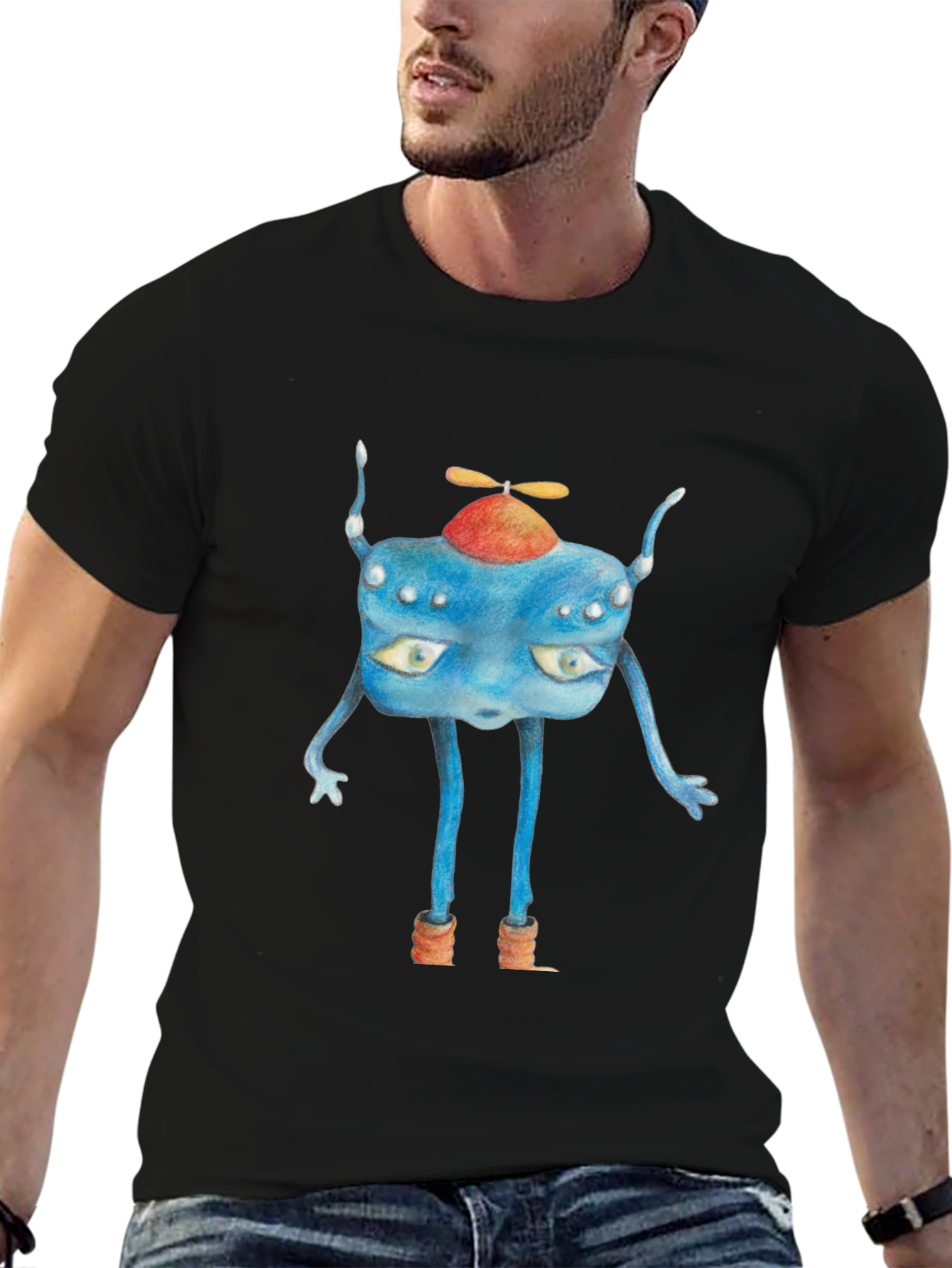Whimsical Blue Creature Graphic Tee