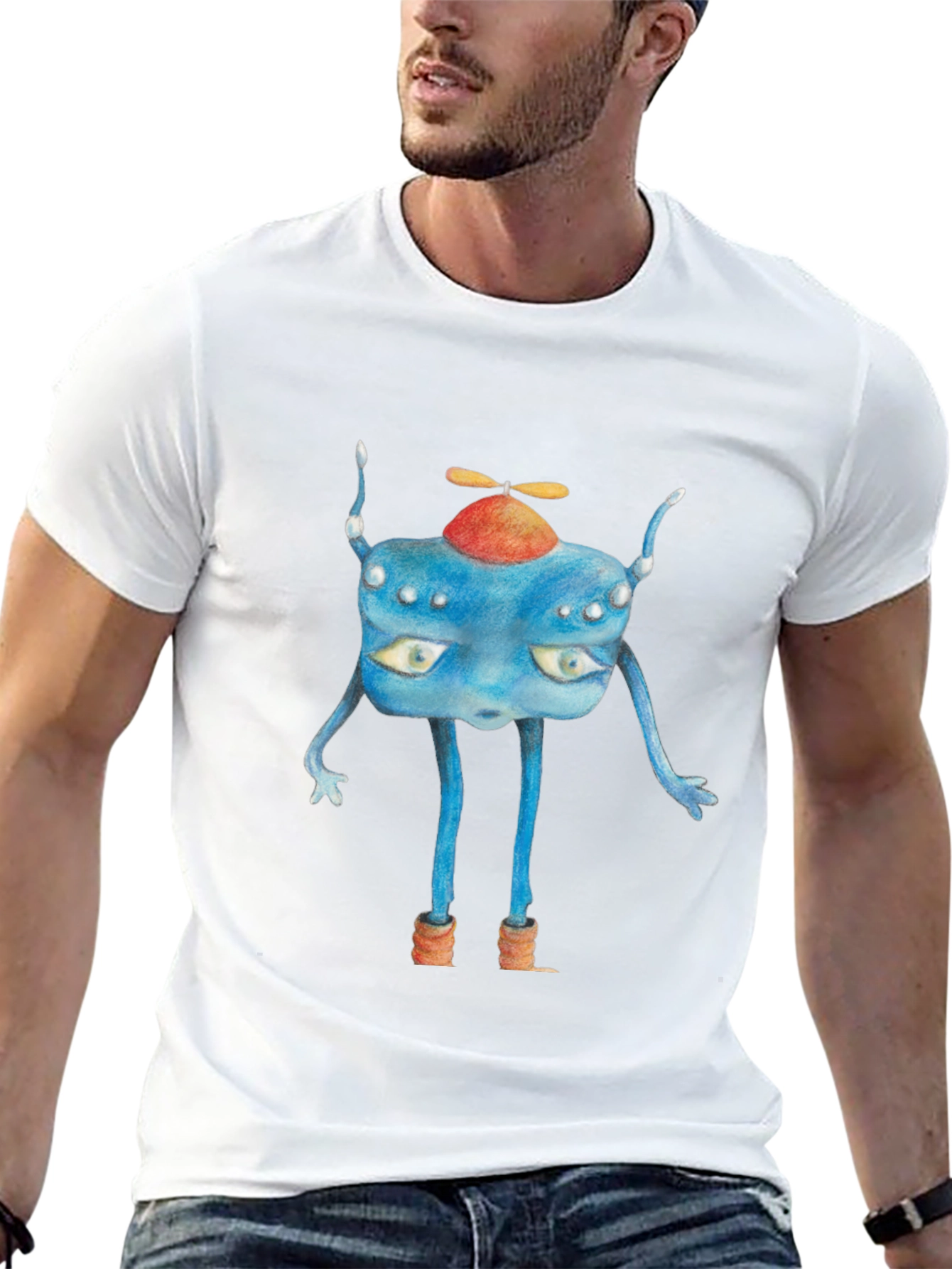 Whimsical Blue Creature Graphic Tee