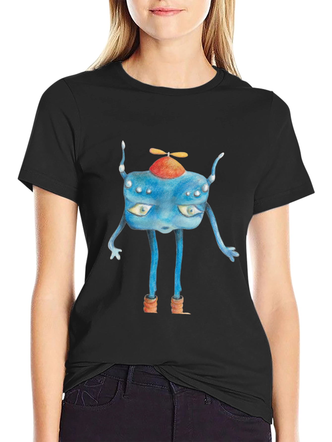 Whimsical Blue Creature Graphic Tee