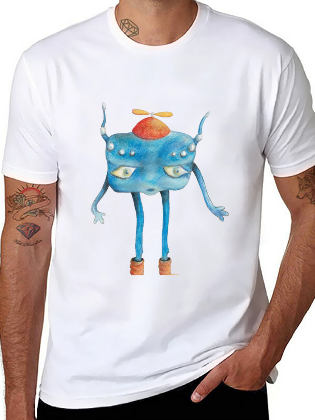 Whimsical Blue Creature Graphic Tee