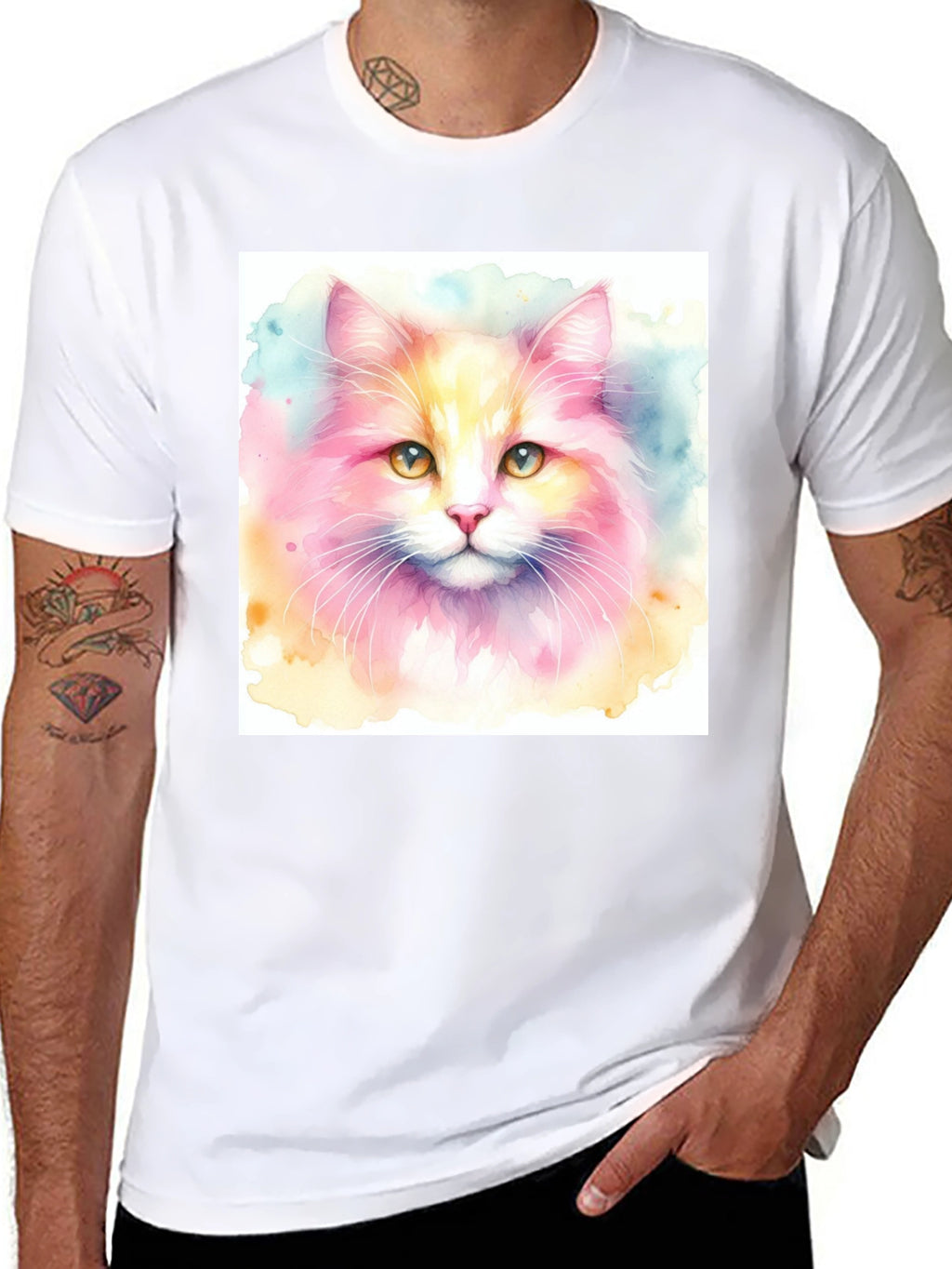 Watercolor Cat Graphic T-Shirt