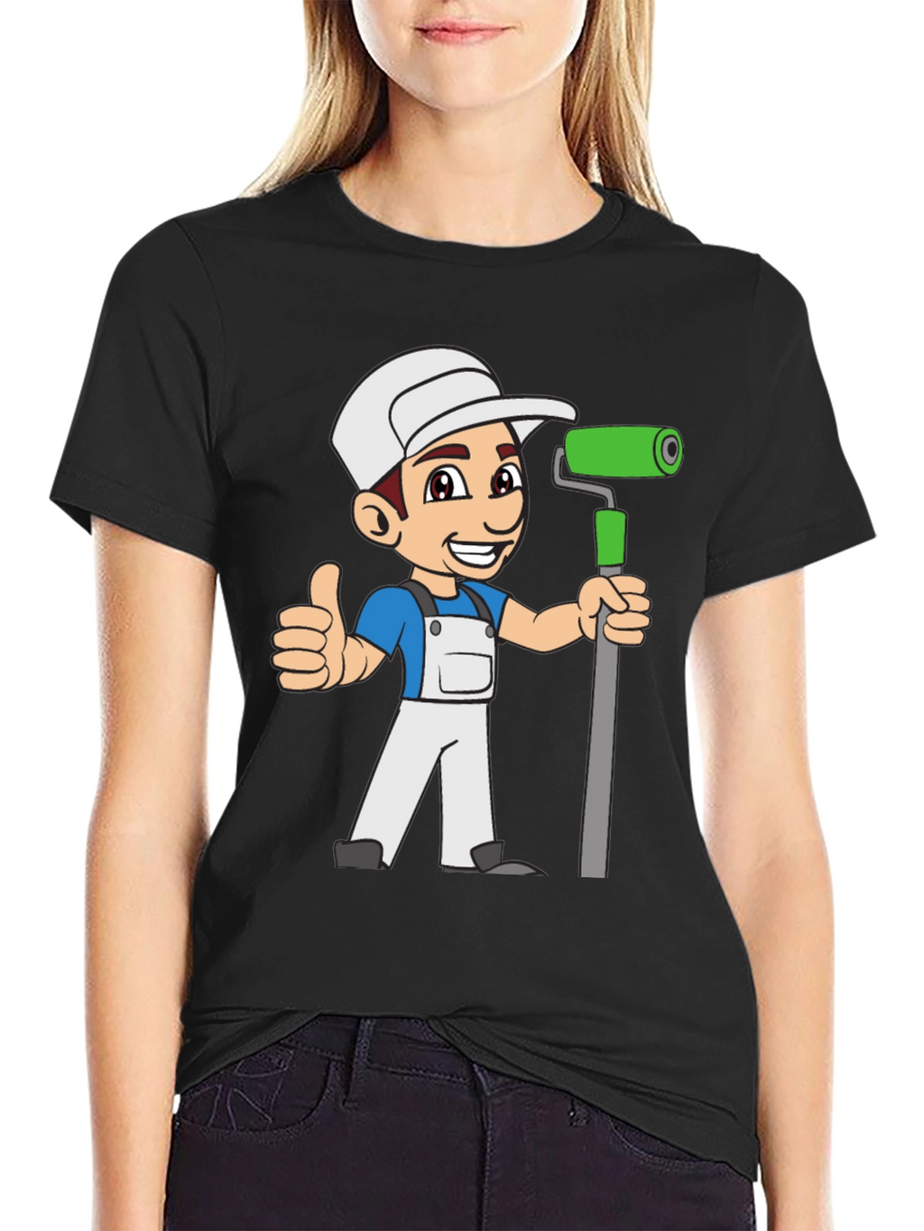 Painter Cartoon Black T-Shirt