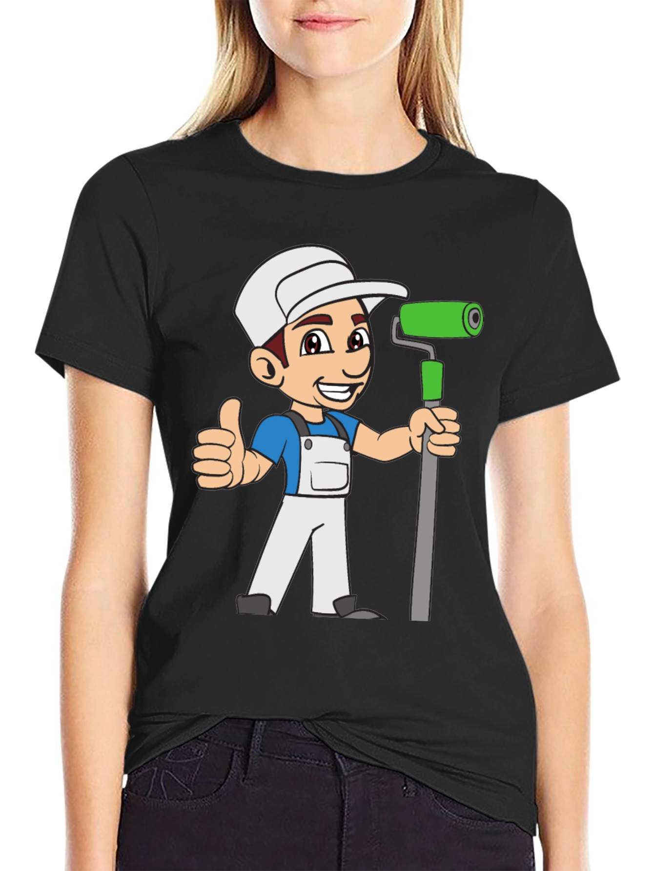 Painter Cartoon Black T-Shirt