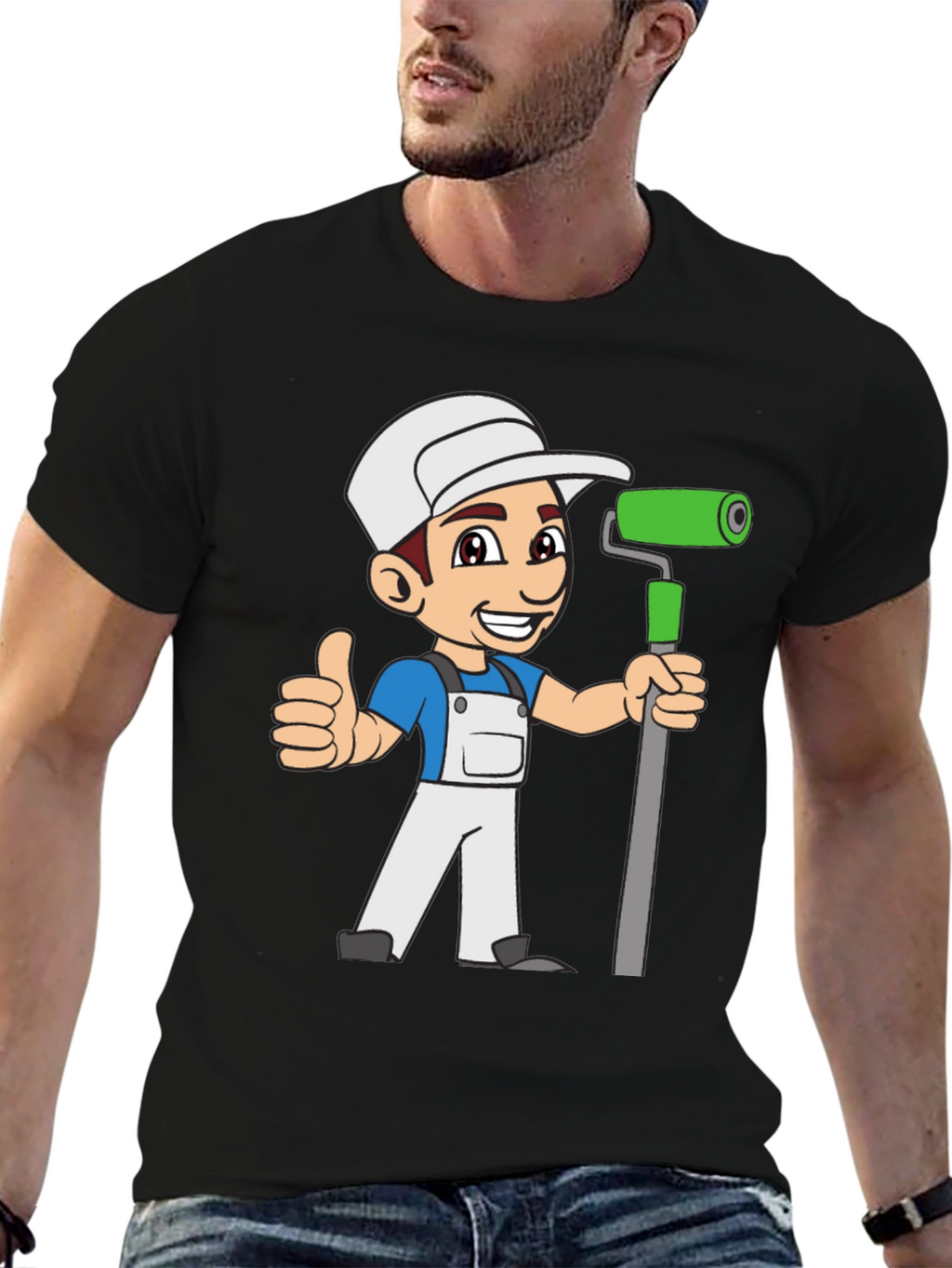 Painter Cartoon Black T-Shirt