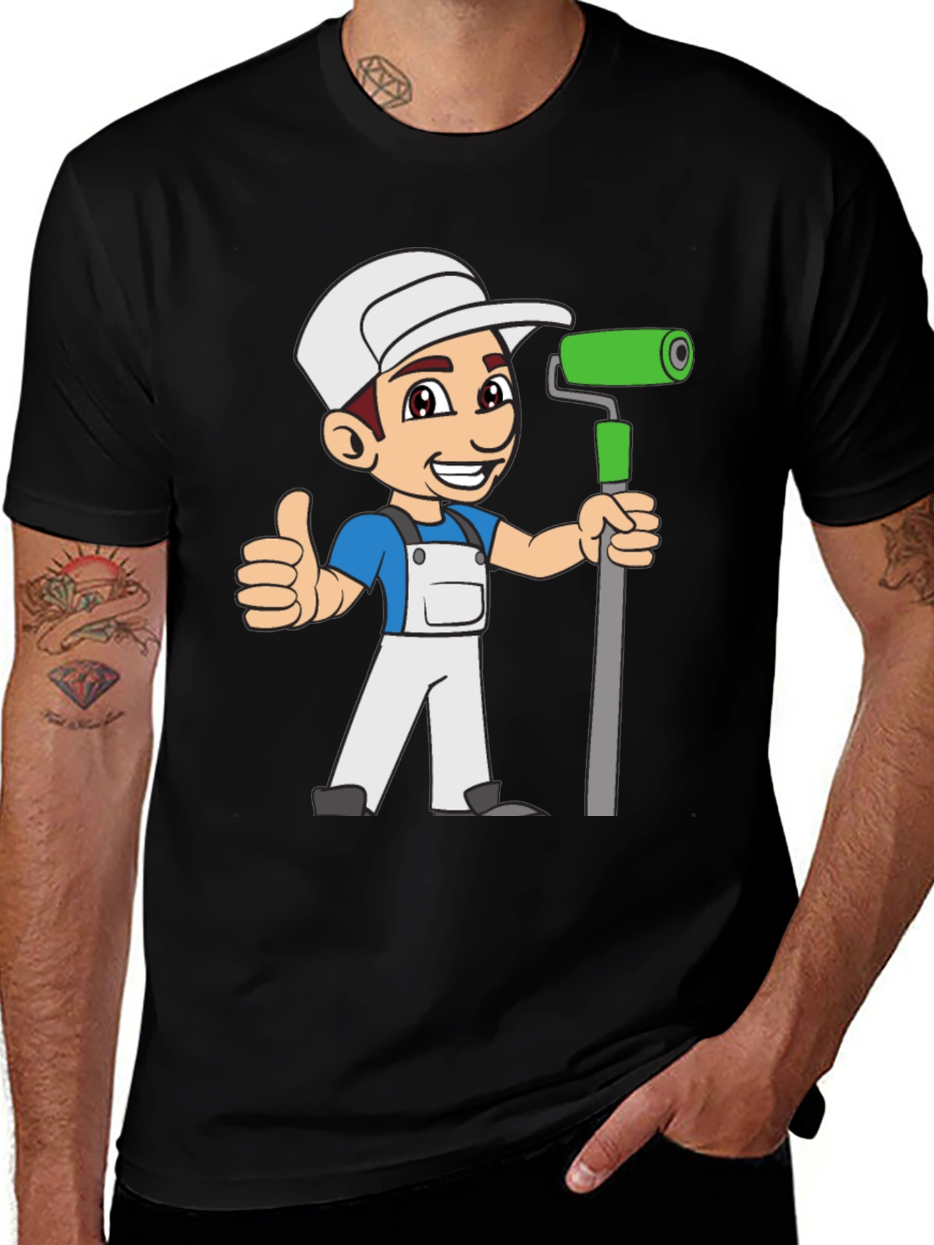 Painter Cartoon Black T-Shirt