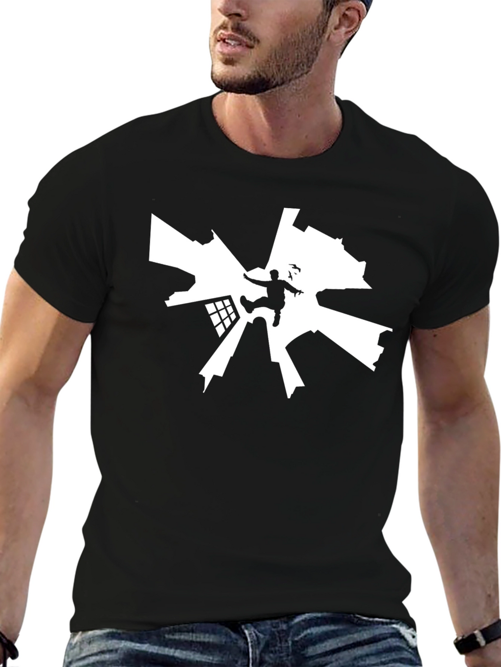 Urban Stunt Black Tee - Thrill Seeker Design