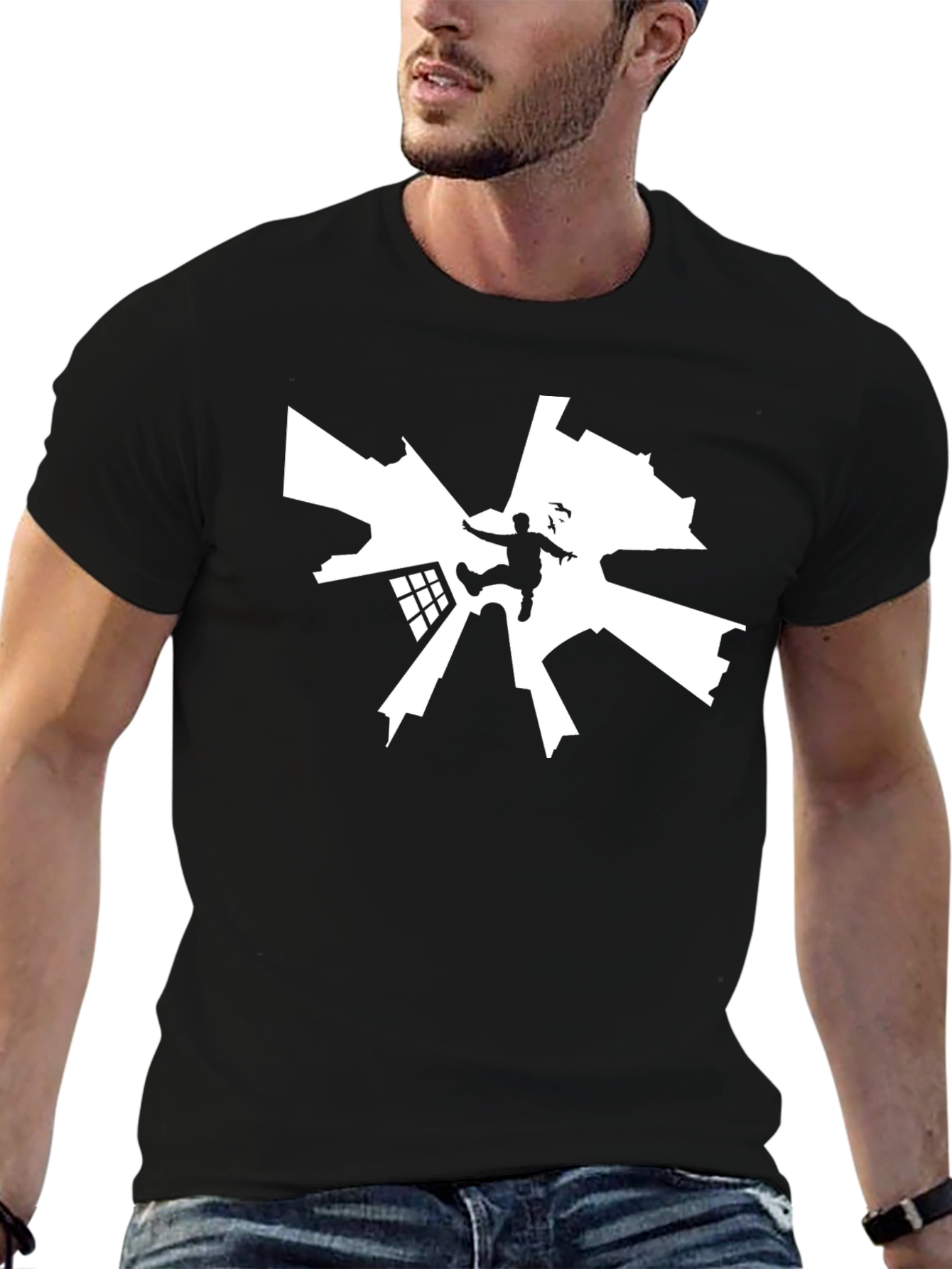 Urban Stunt Black Tee - Thrill Seeker Design