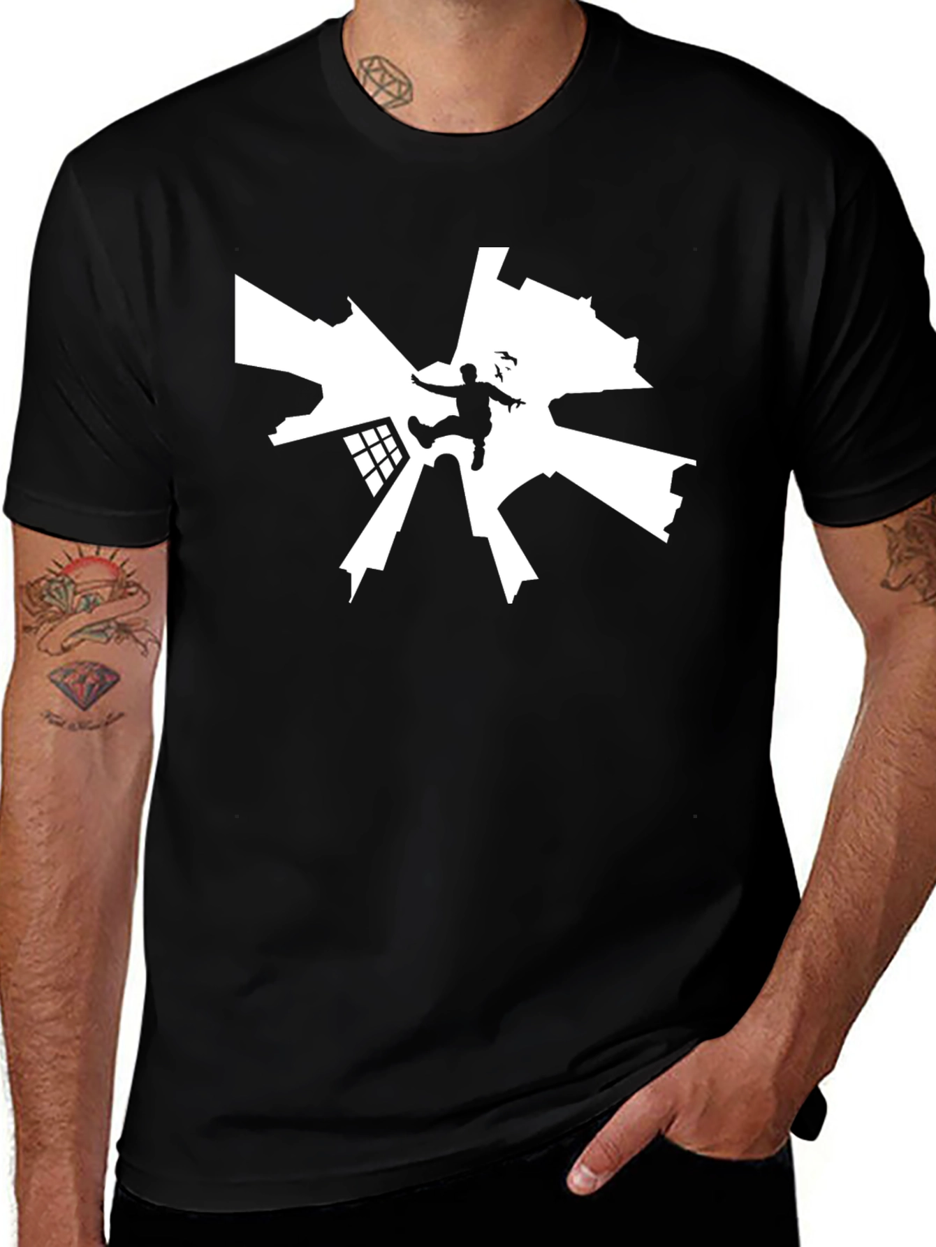 Urban Stunt Black Tee - Thrill Seeker Design