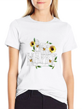 Bee Happy Sunflower Graphic T-Shirt