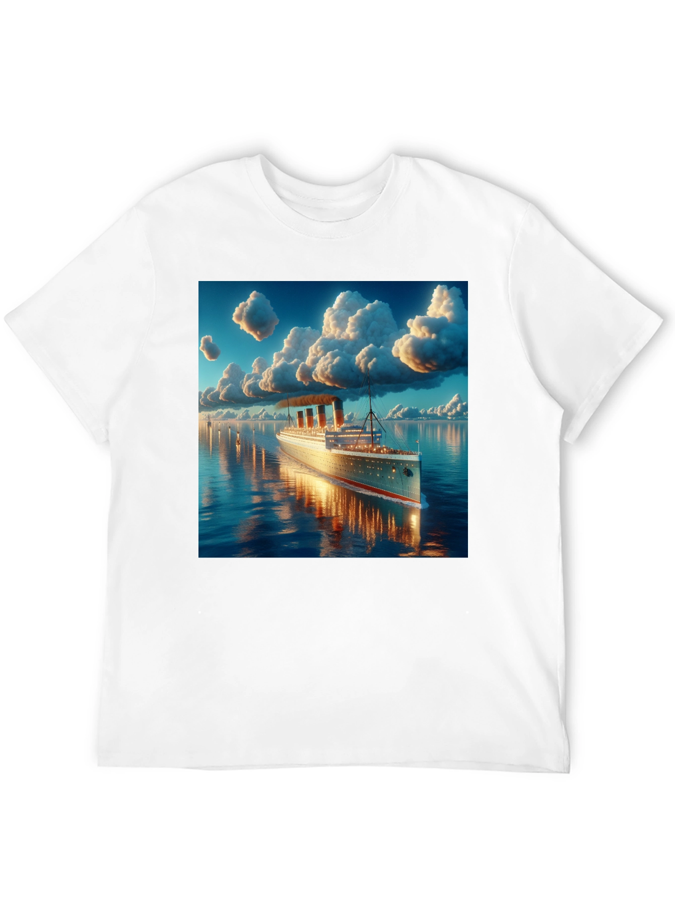 Titanic Cruise Ship Graphic Tee - Black Cotton Blend