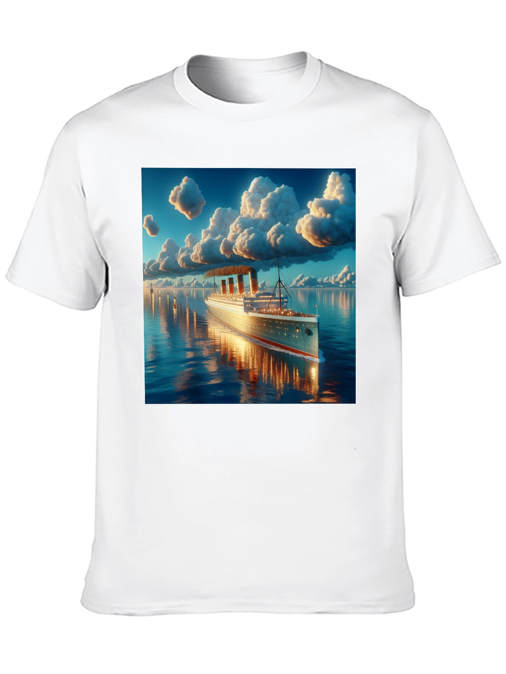 Titanic Cruise Ship Graphic Tee - Black Cotton Blend