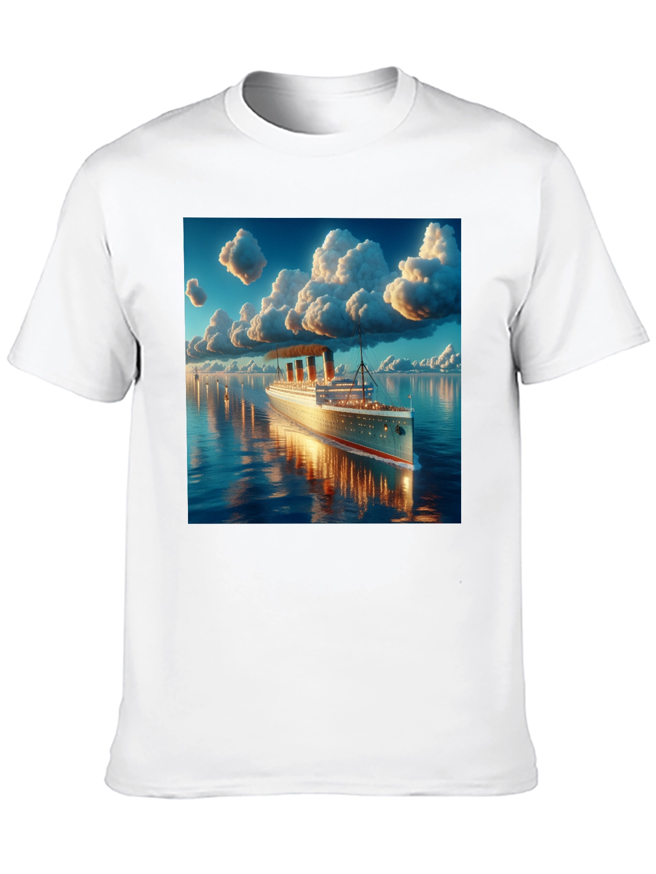 Titanic Cruise Ship Graphic Tee - Black Cotton Blend