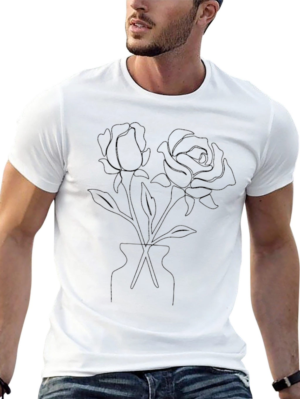 Minimalist Rose Vase Graphic T-Shirt
