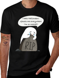 Scared Ghost Halloween T-Shirt - RIP Tombstone Graphic Tee