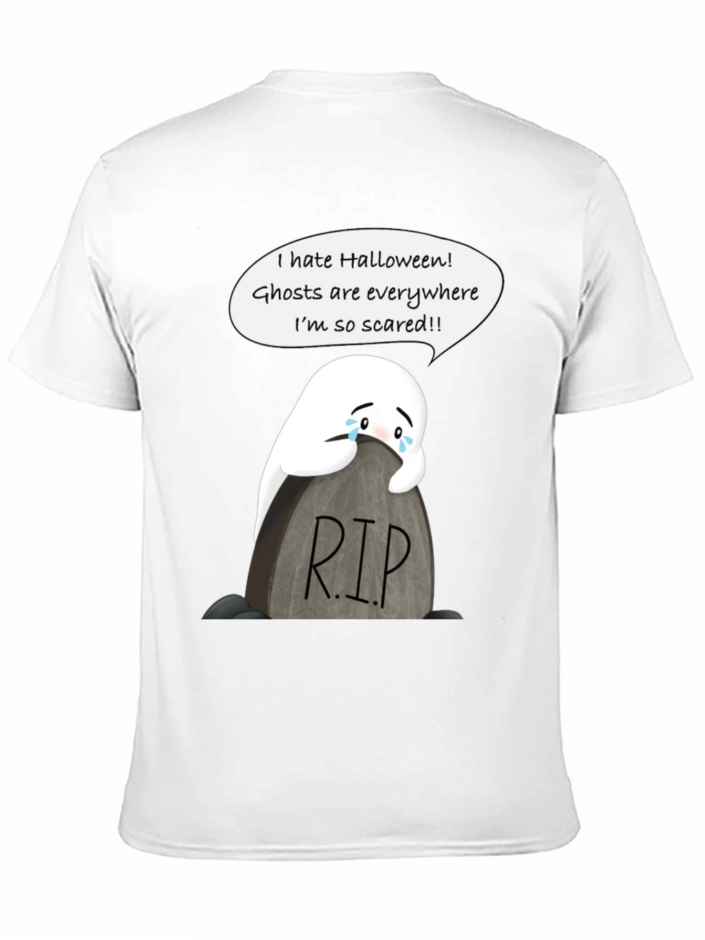 Scared Ghost Halloween T-Shirt - RIP Tombstone Graphic Tee