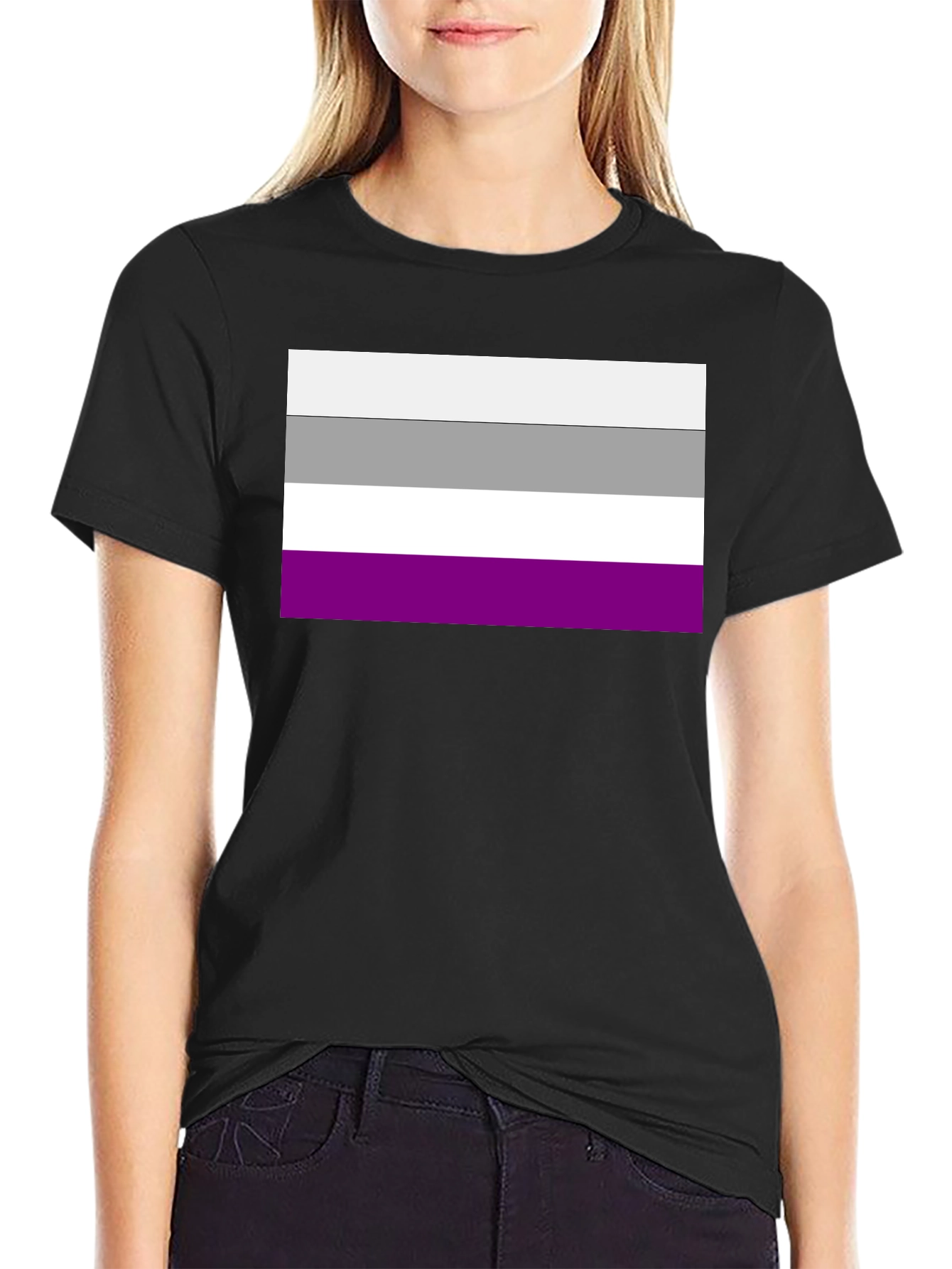 Asexual Pride Flag Graphic Tee - Black
