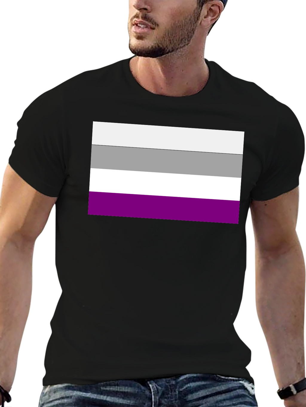 Asexual Pride Flag Graphic Tee - Black