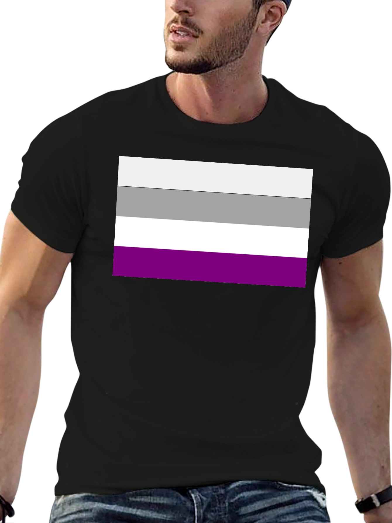 Asexual Pride Flag Graphic Tee - Black