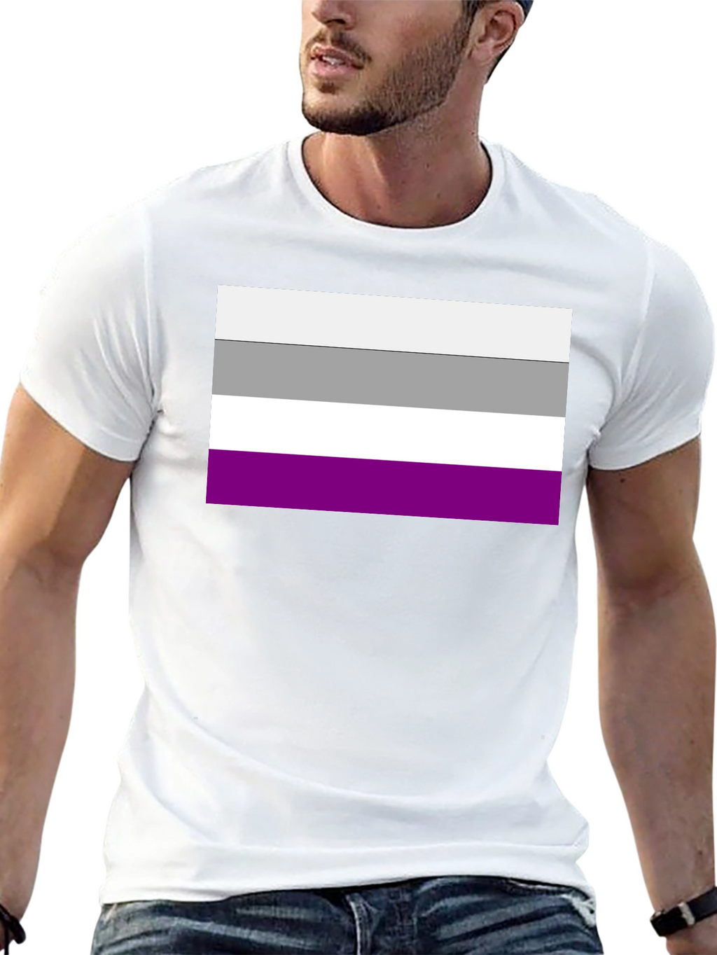 Asexual Pride Flag Graphic Tee - Black