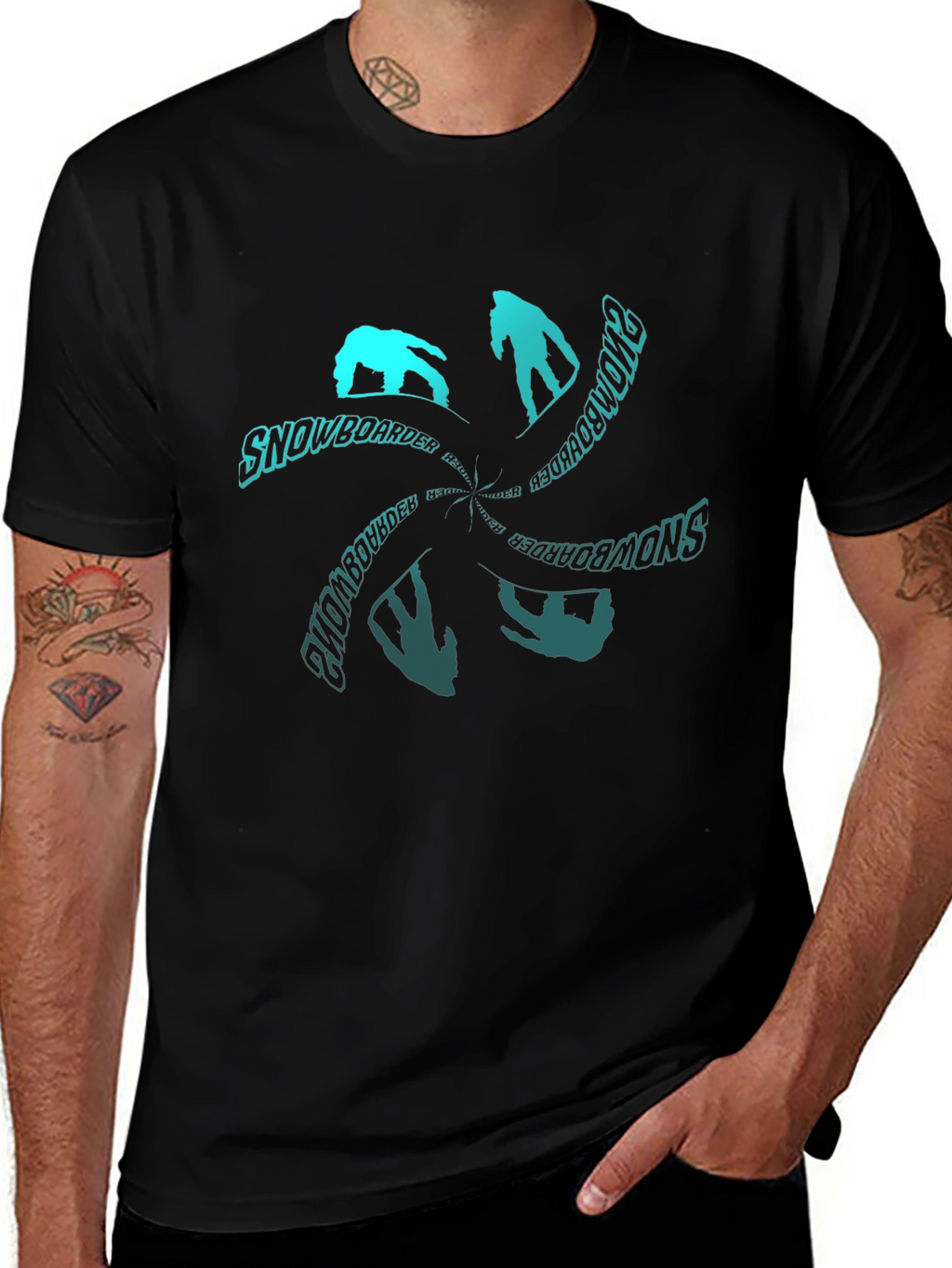 Snowboarder Graphic T-Shirt - Black
