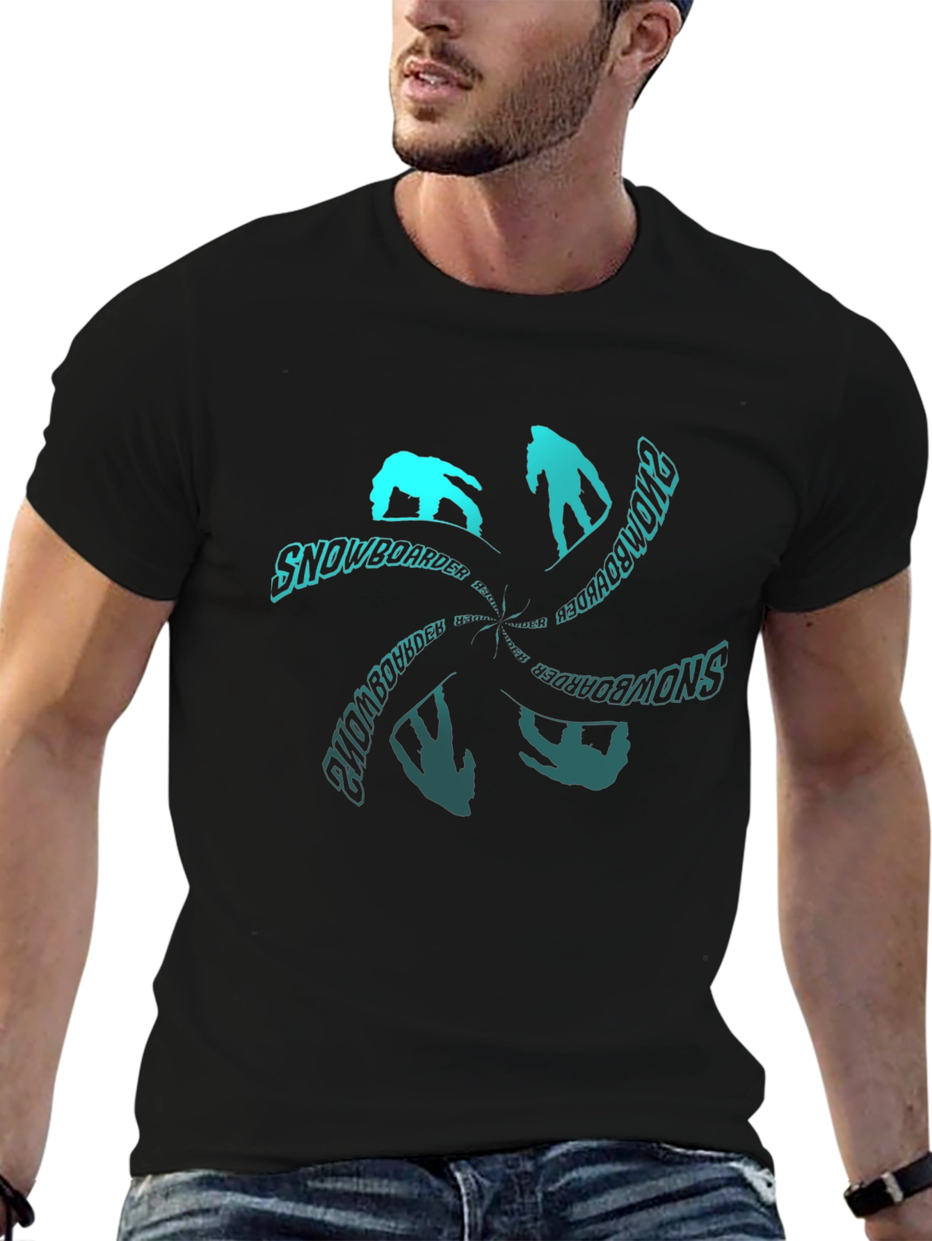Snowboarder Graphic T-Shirt - Black