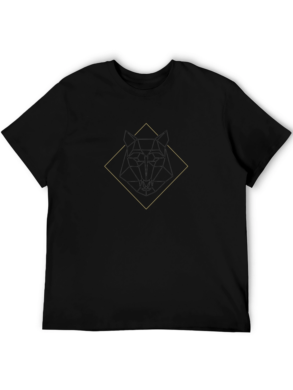 Geometric Wolf Graphic Tee - Black