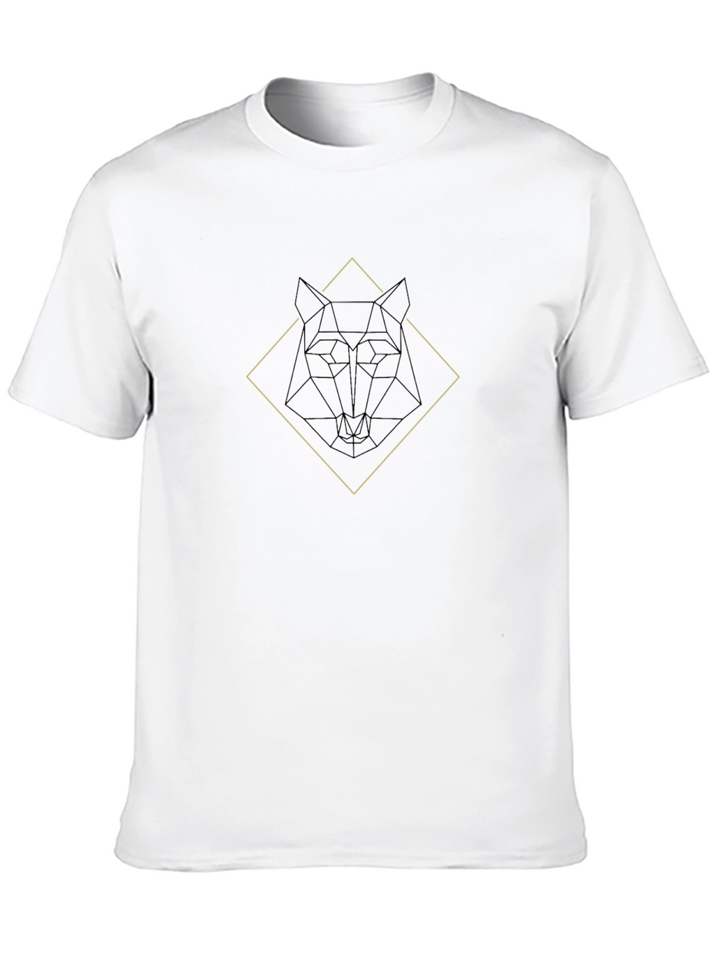 Geometric Wolf Graphic Tee - Black