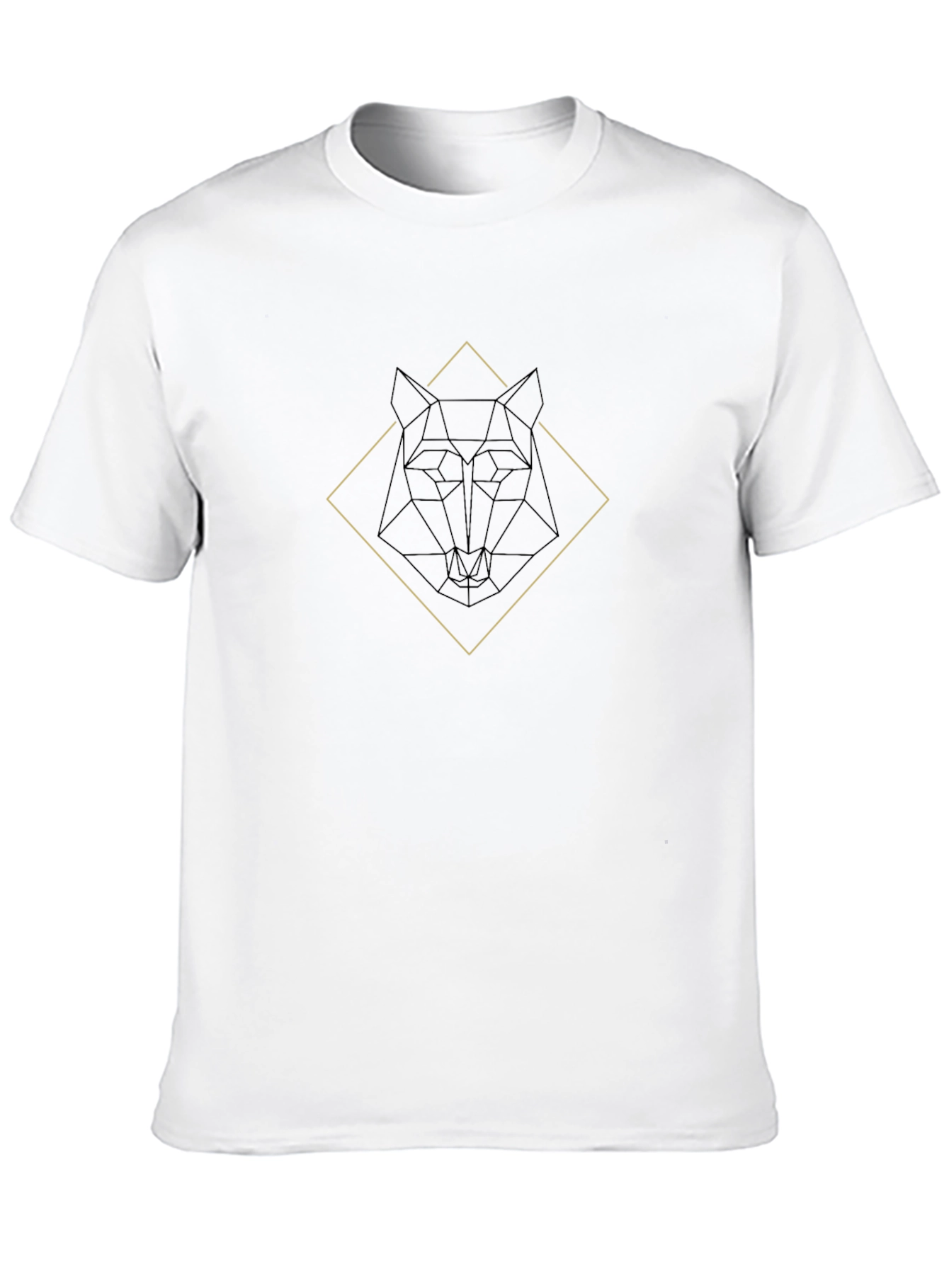 Geometric Wolf Graphic Tee - Black