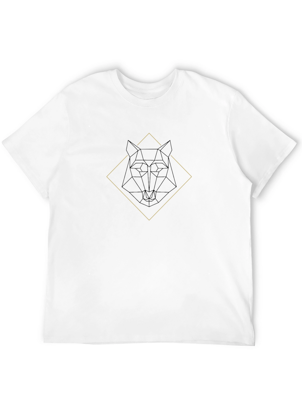 Geometric Wolf Graphic Tee - Black