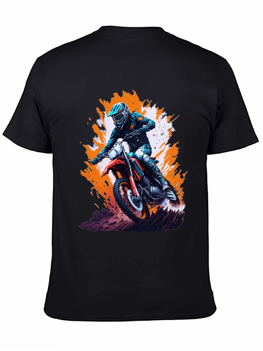 Motocross Rider Graphic Tee - Black Cotton Blend Shirt
