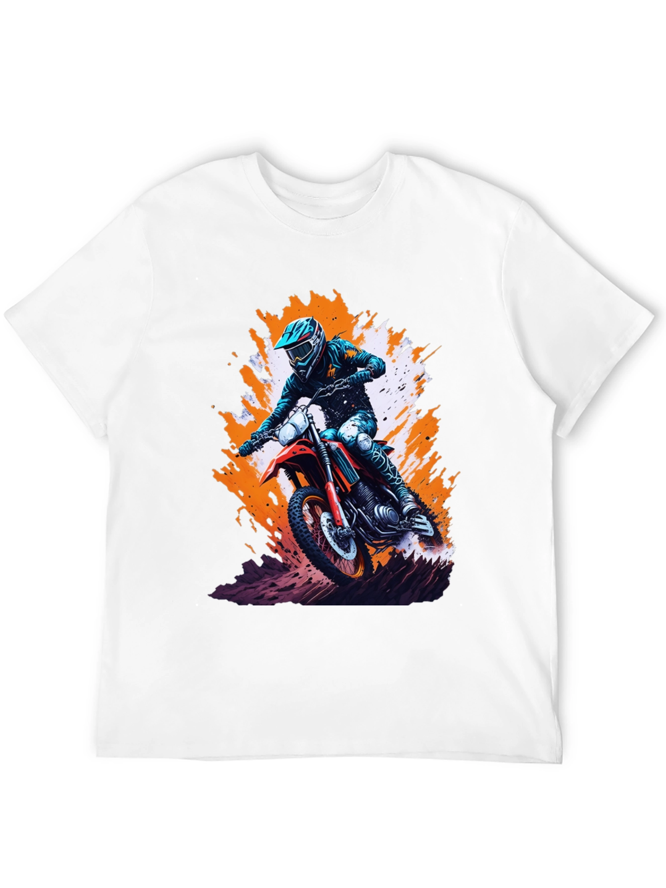 Motocross Rider Graphic Tee - Black Cotton Blend Shirt