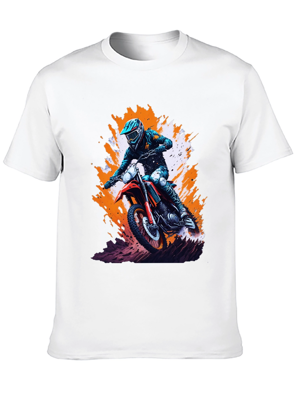 Motocross Rider Graphic Tee - Black Cotton Blend Shirt