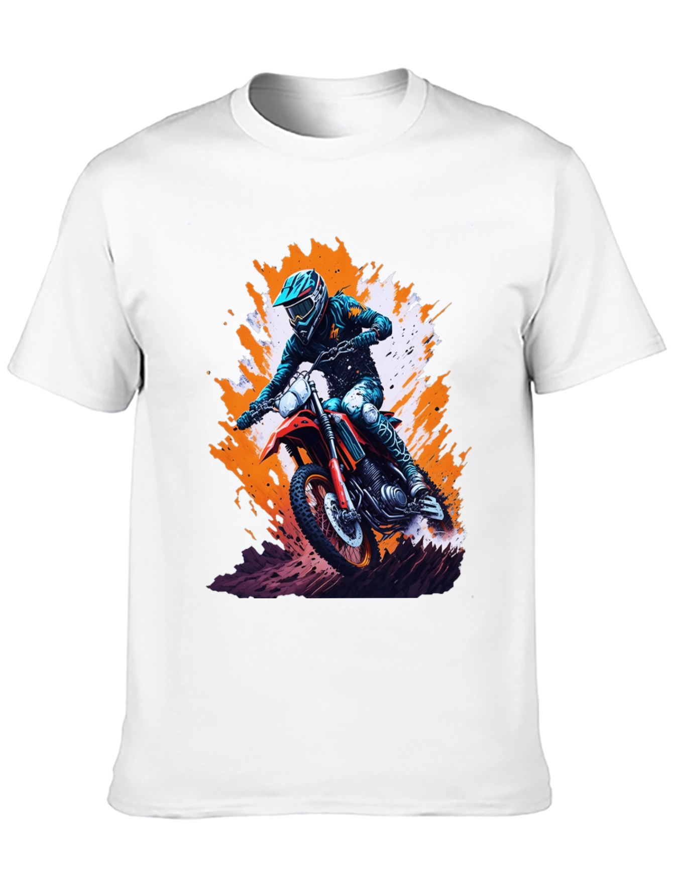 Motocross Rider Graphic Tee - Black Cotton Blend Shirt