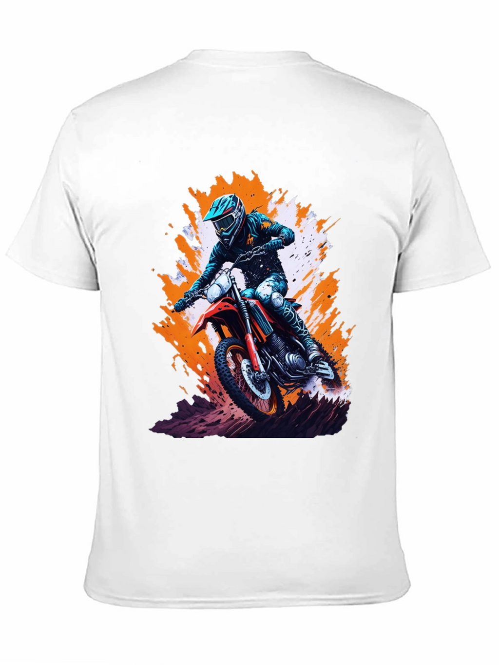Motocross Rider Graphic Tee - Black Cotton Blend Shirt