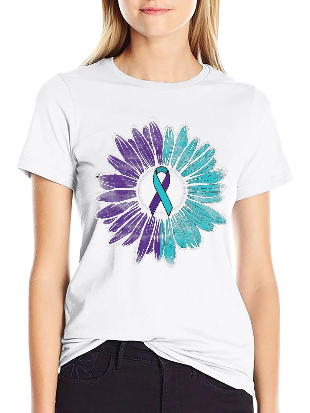 Awareness Ribbon Floral Graphic Tee