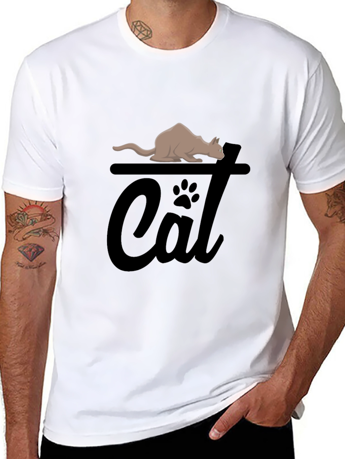 Cat Graphic Tee - Unisex Black T-Shirt