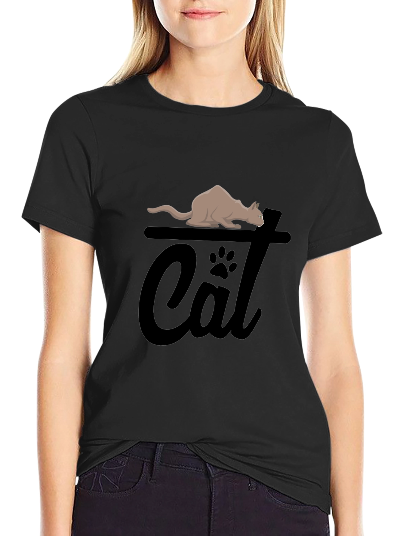 Cat Graphic Tee - Unisex Black T-Shirt