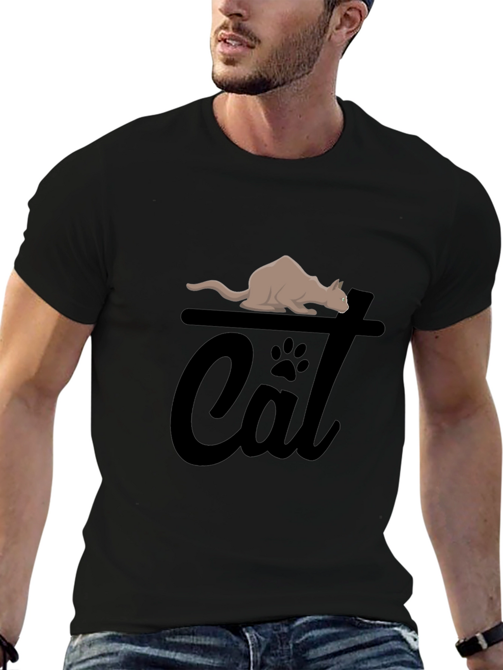 Cat Graphic Tee - Unisex Black T-Shirt