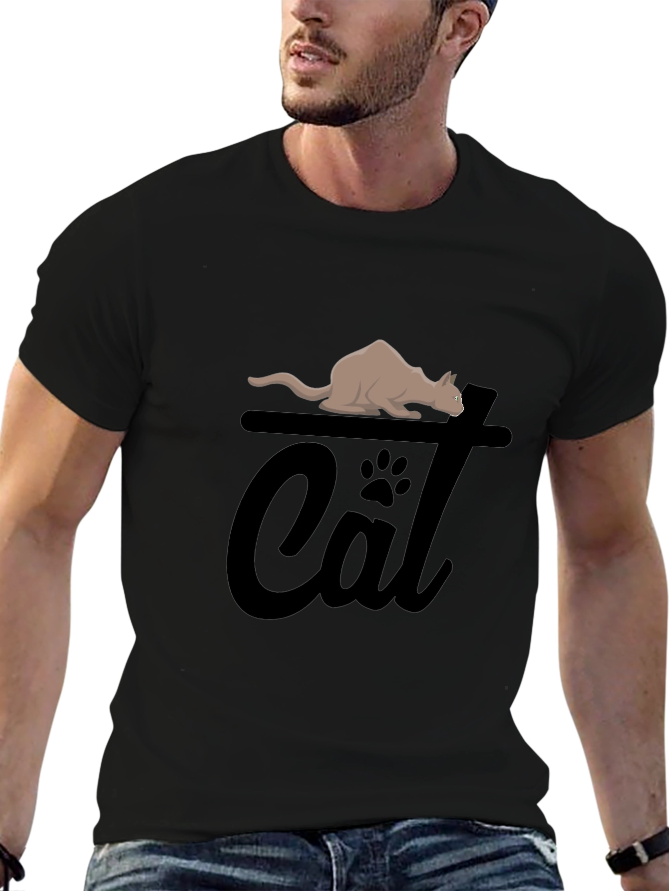 Cat Graphic Tee - Unisex Black T-Shirt
