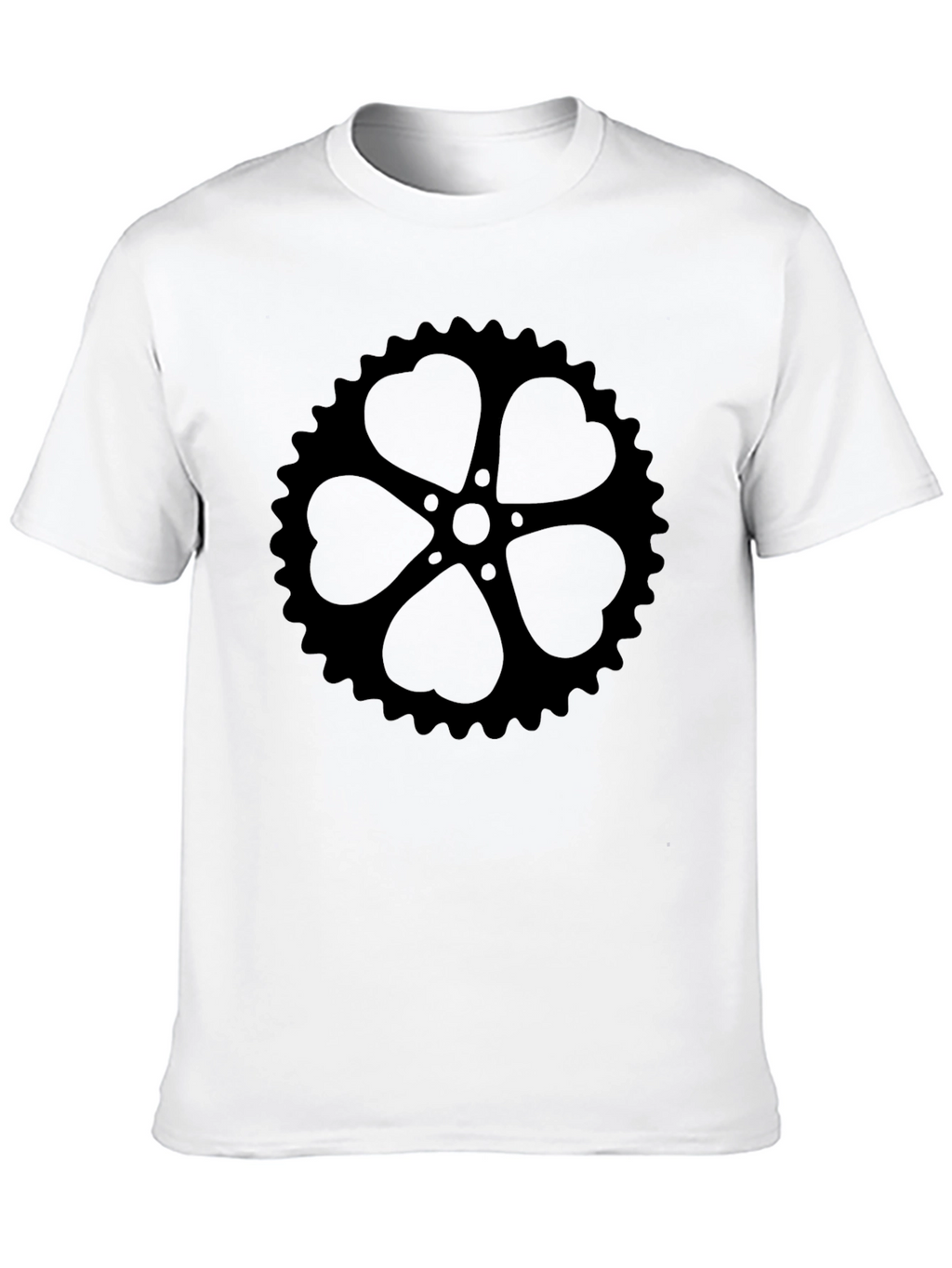 Black T-Shirt with Heart Sprocket Design