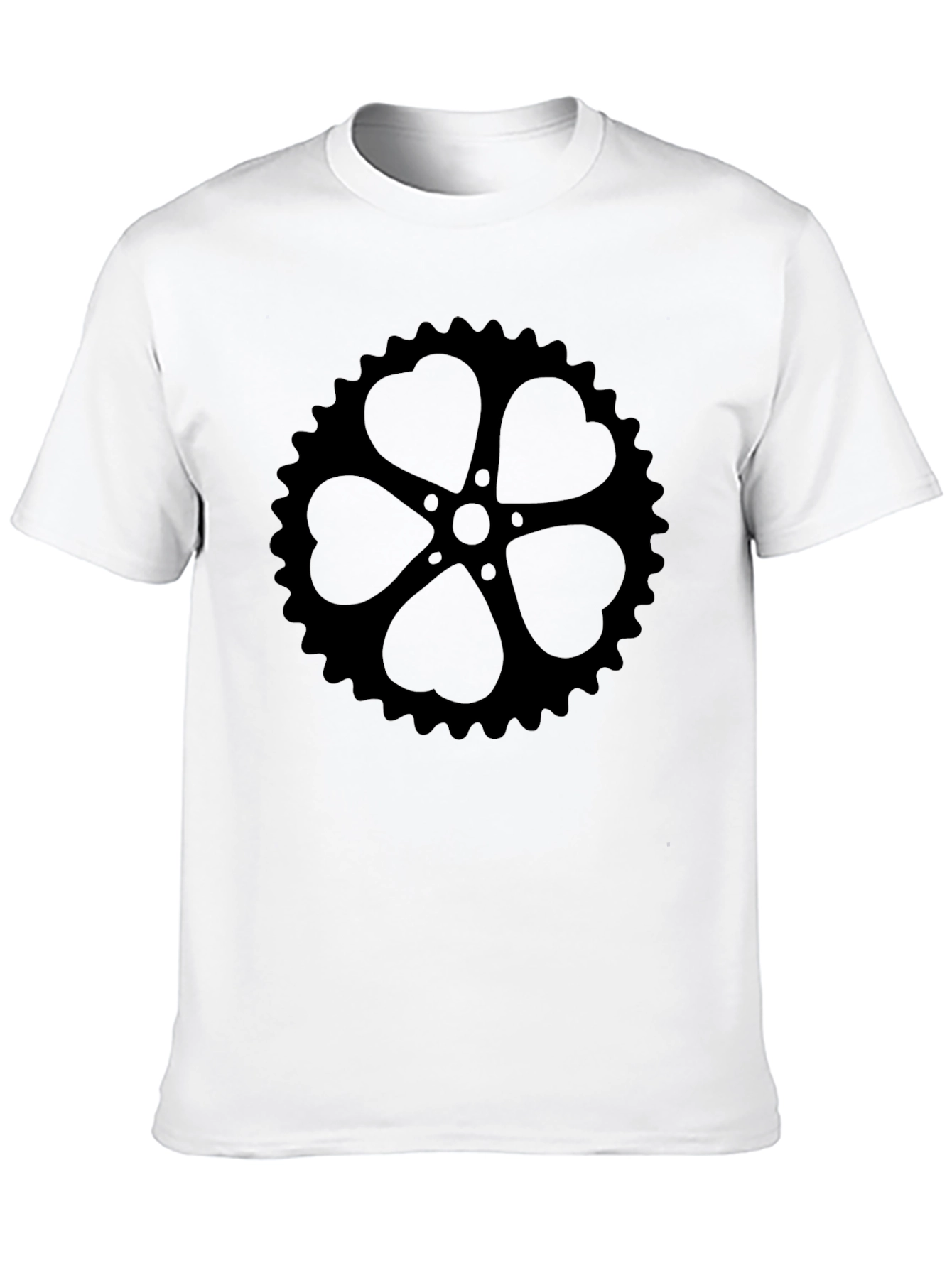 Black T-Shirt with Heart Sprocket Design