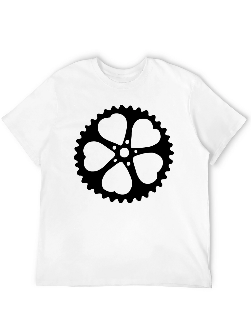 Black T-Shirt with Heart Sprocket Design