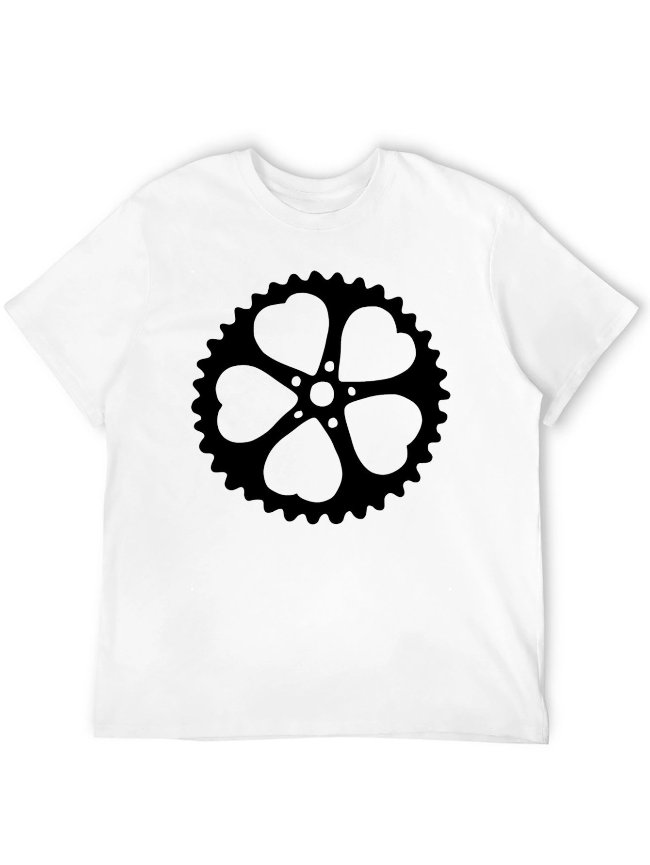 Black T-Shirt with Heart Sprocket Design