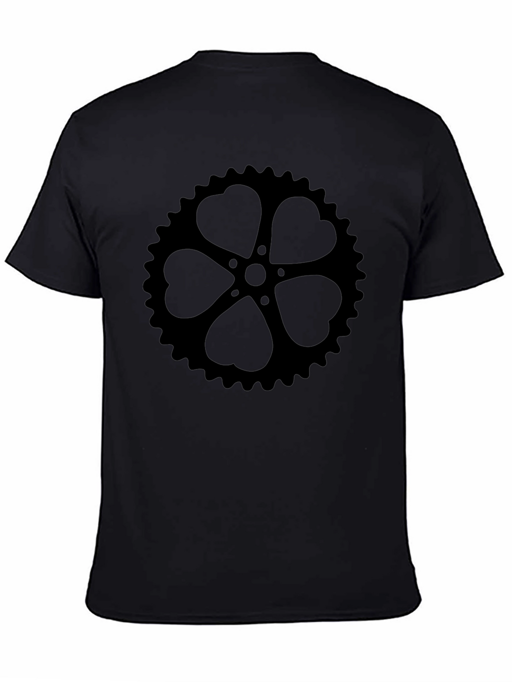 Black T-Shirt with Heart Sprocket Design