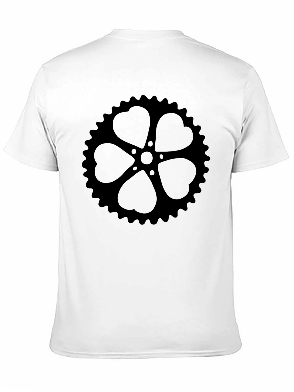 Black T-Shirt with Heart Sprocket Design