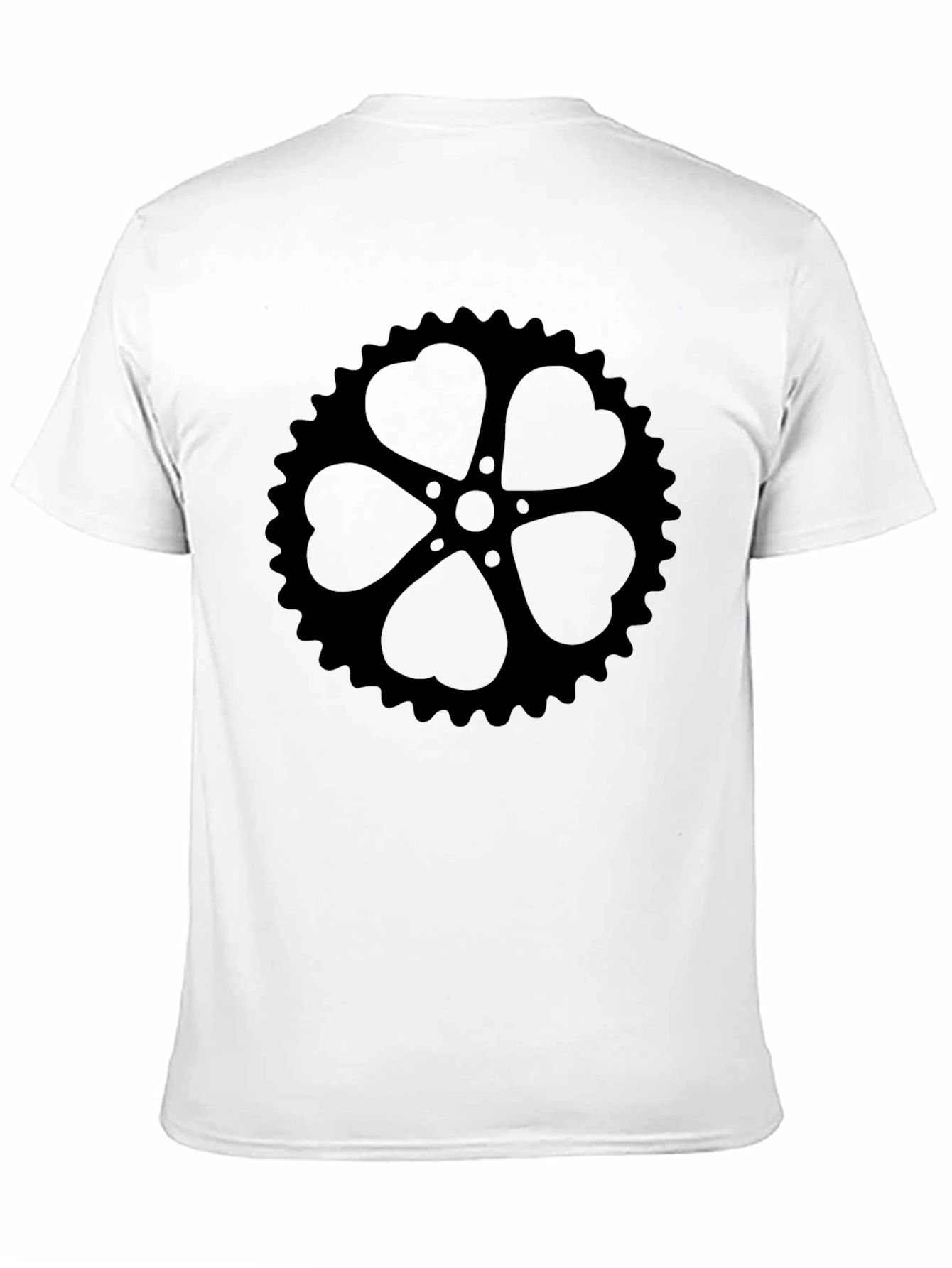 Black T-Shirt with Heart Sprocket Design