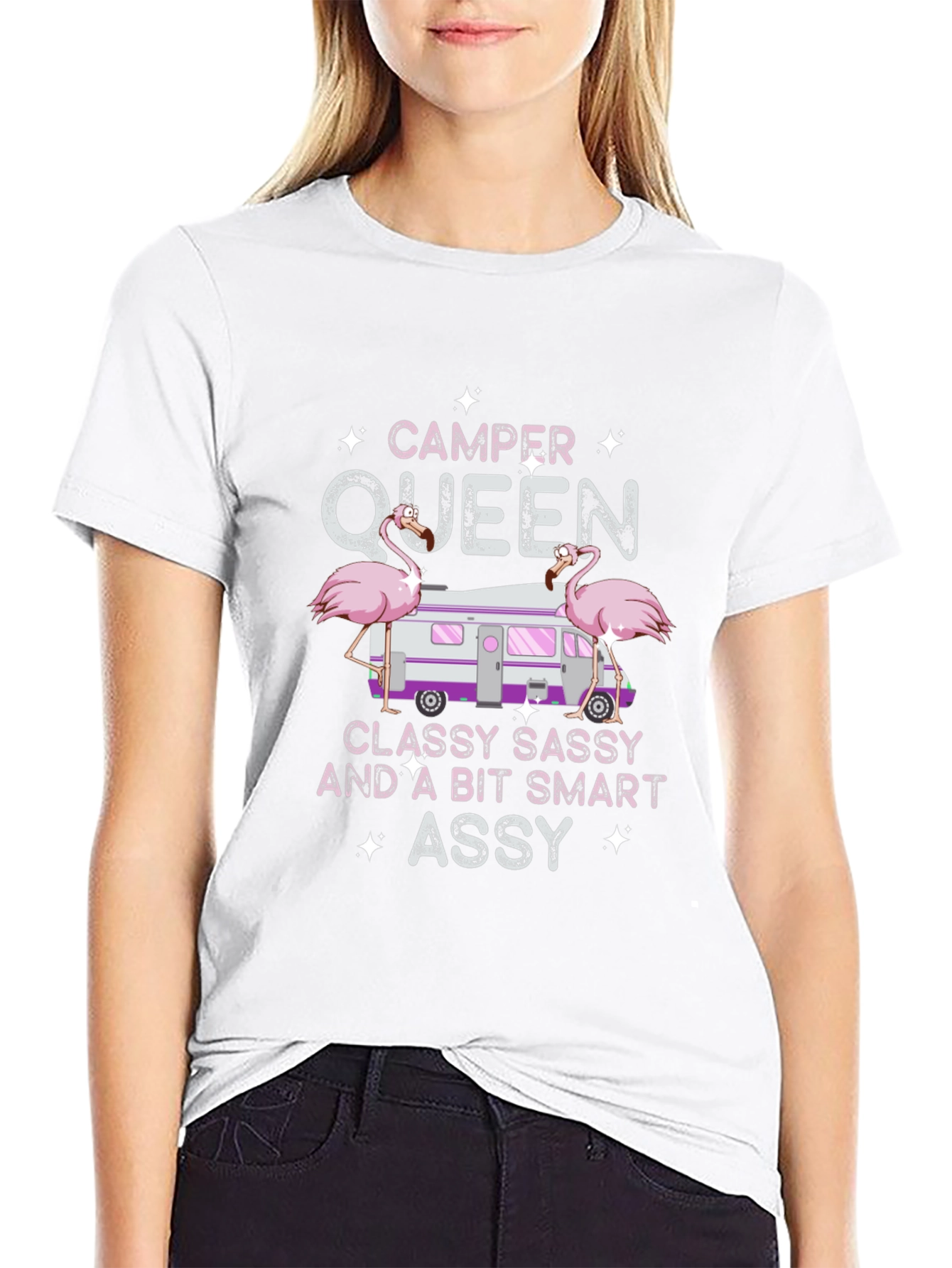 Camper Queen Flamingo Graphic T-Shirt