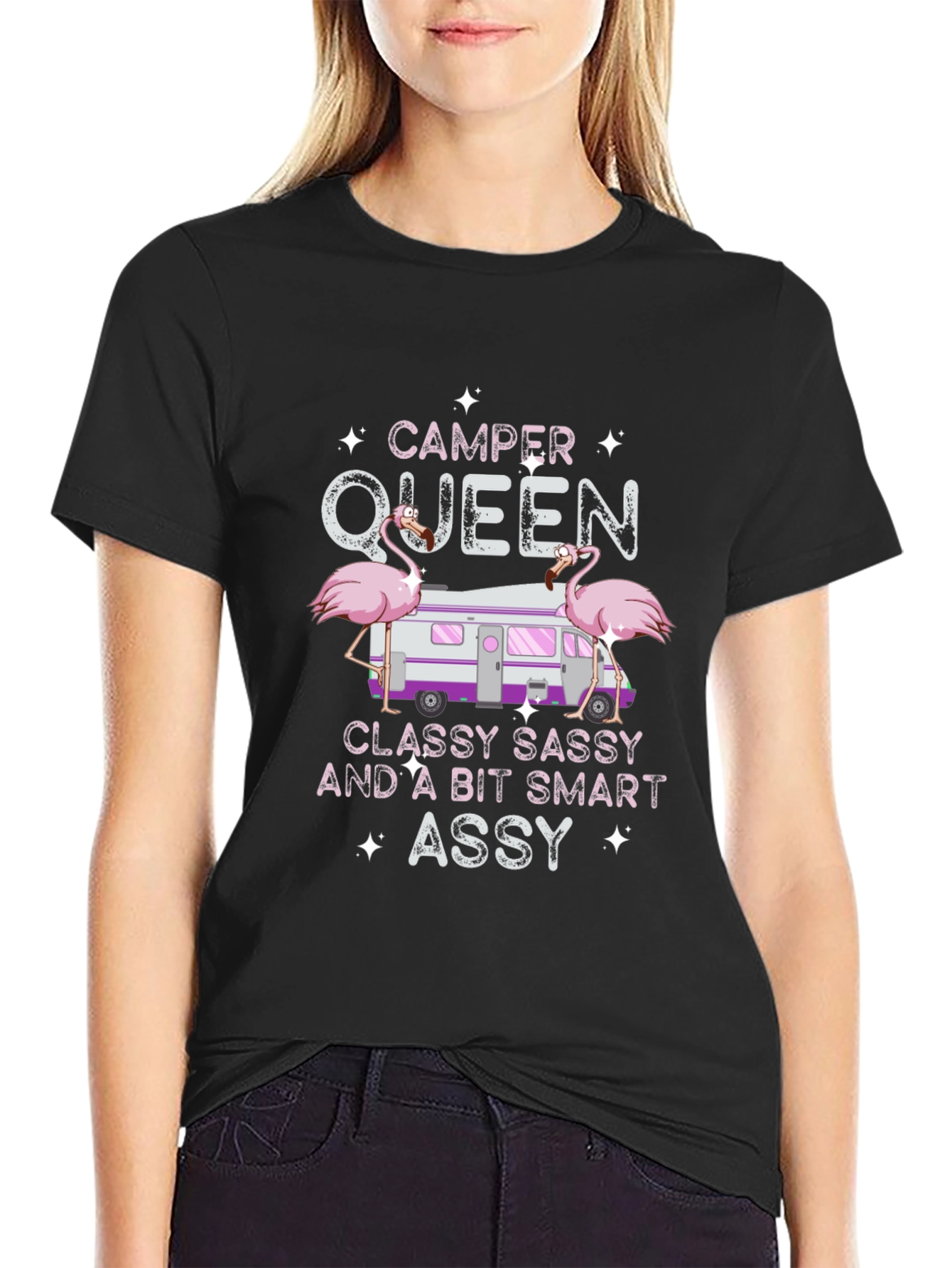 Camper Queen Flamingo Graphic T-Shirt